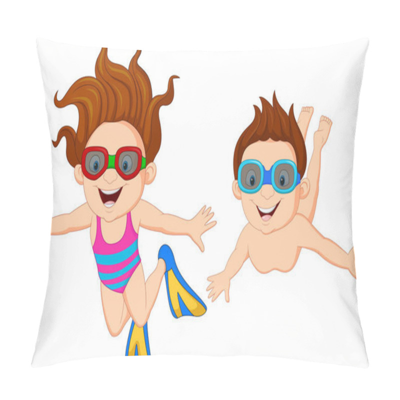 Personality  Cartoon Kids Swimming Underwater Pillow Covers