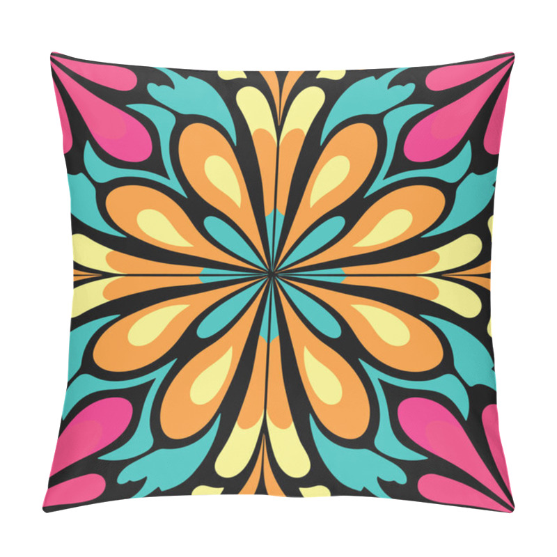 Personality  Step Back In Time With This Captivating Vector Illustration Featuring A Retro 70s Symmetric Pattern. Perfect For Adding Nostalgia To Your Creative Projects. Pillow Covers