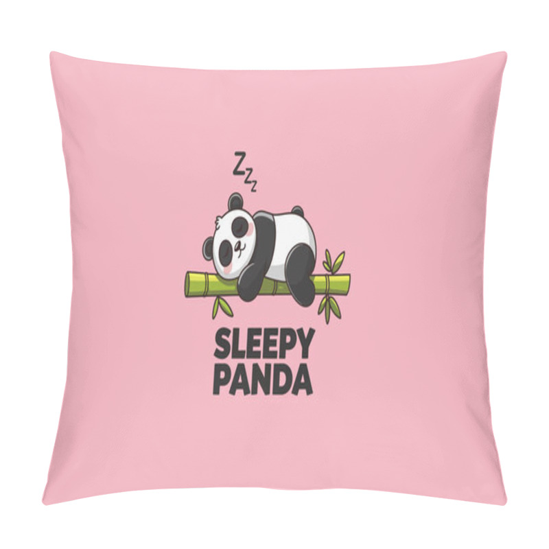 Personality  Panda Peacefully Sleeping On Bamboo With A Pink Background. Pillow Covers