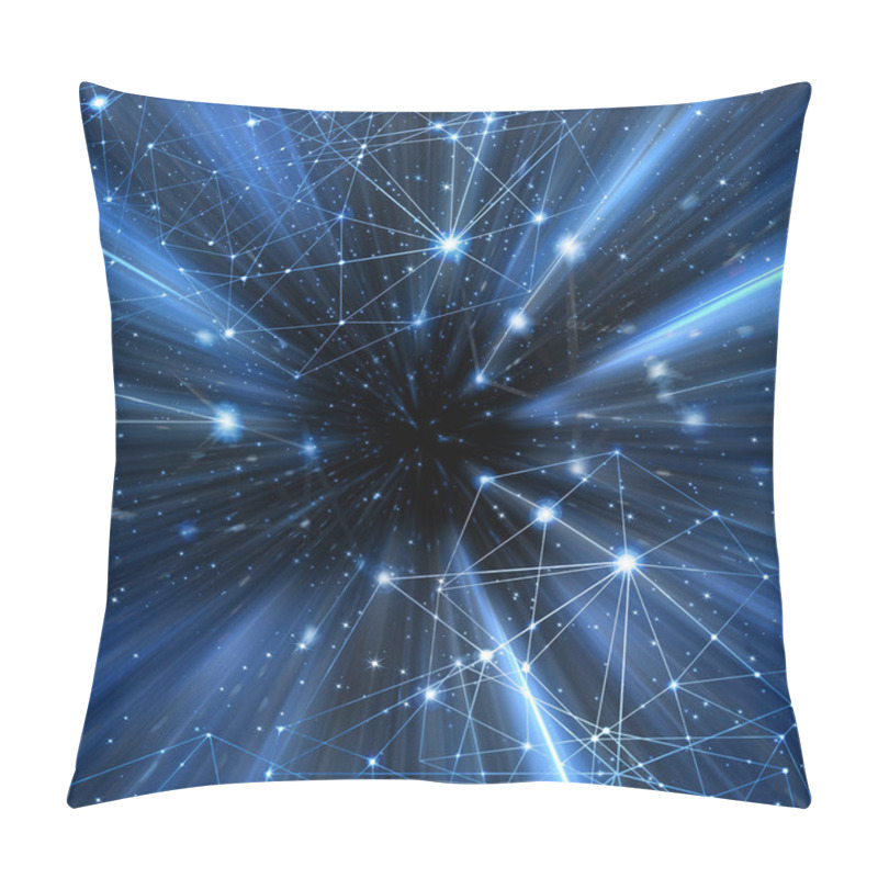 Personality  Abstract Background With Connected Lines And Dots For Your Design. Smooth Lines, Beautifully Intertwined, Shining Dots And Flashes On A Dark Background Pillow Covers