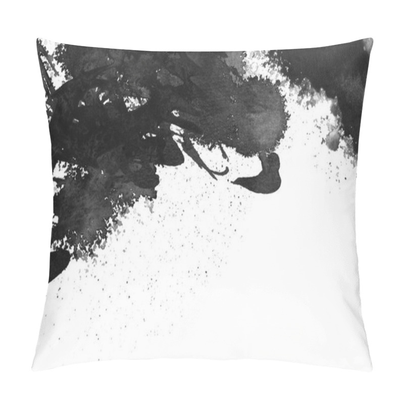 Personality  Black Ink Blot. Isolated On White. Pillow Covers