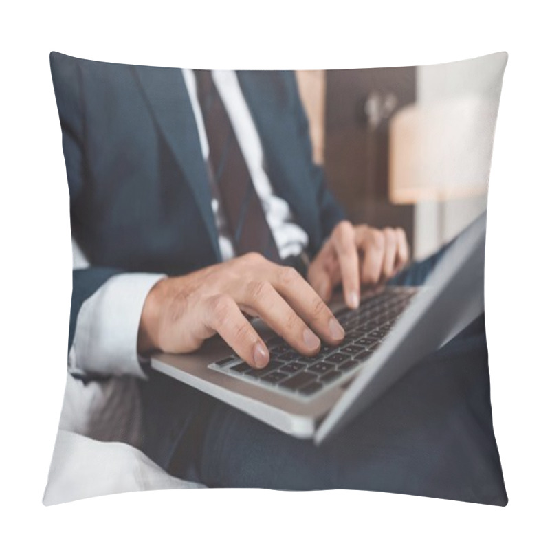 Personality  Businessman Using Laptop Pillow Covers