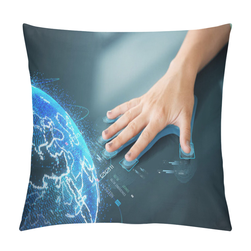 Personality  Hand On Touch Screen Scanning Fingerprints Pillow Covers