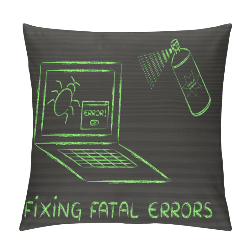 Personality  Funny Spray Against Computer Bugs, Fixing Fatal Errors Pillow Covers