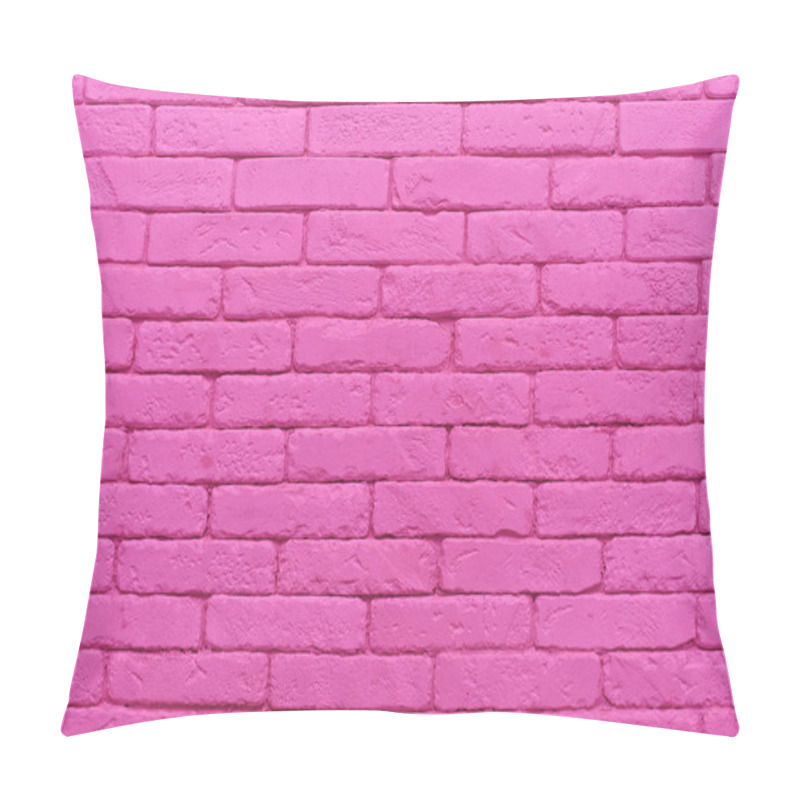 Personality  Pink Brick Wall Painted At Pastel Tender Colour. Closeup Texture Background Pillow Covers