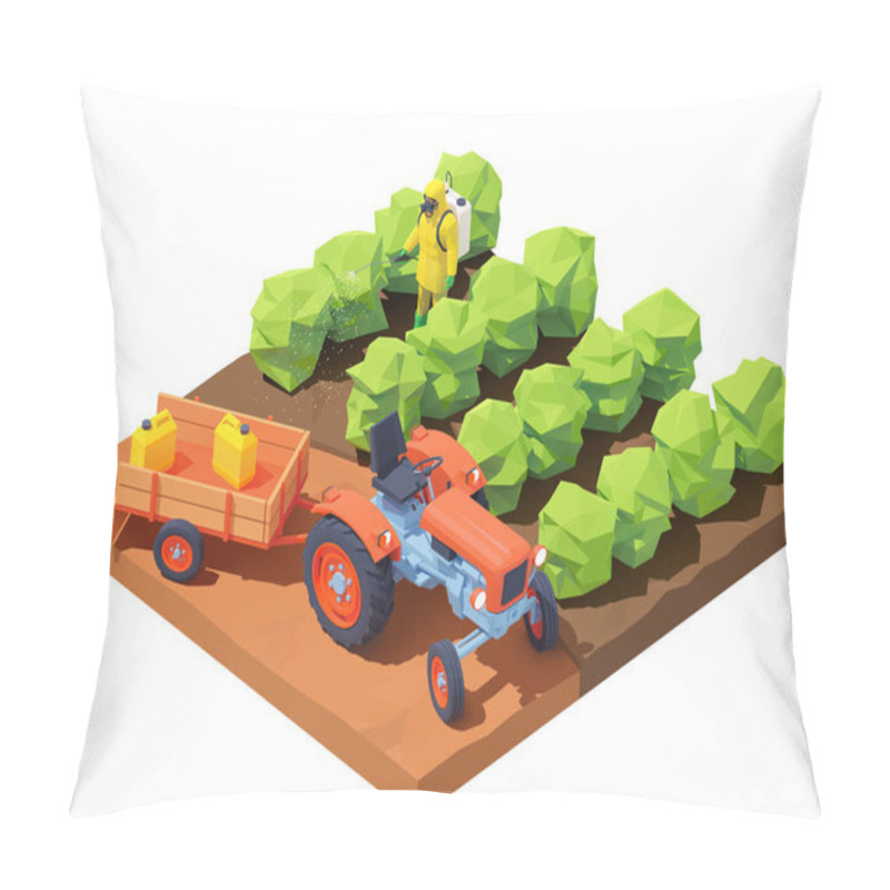 Personality  Vector Isometric Farmer Spraying Pesticides Pillow Covers