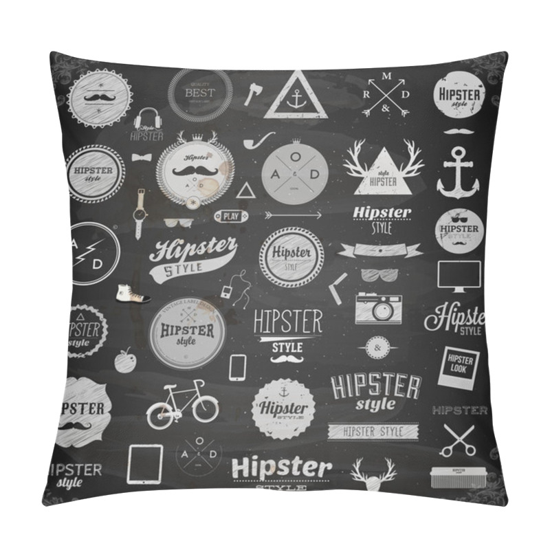 Personality  Hipster Style Infographics Elements And Icons Set Pillow Covers