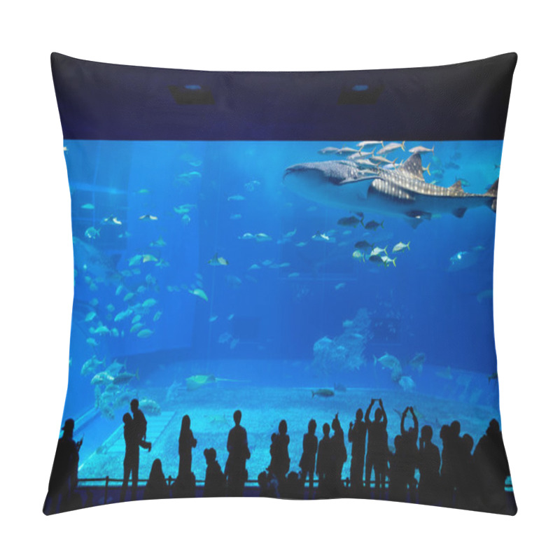 Personality  People And Giant Whale Shark In Oceanarium Pillow Covers