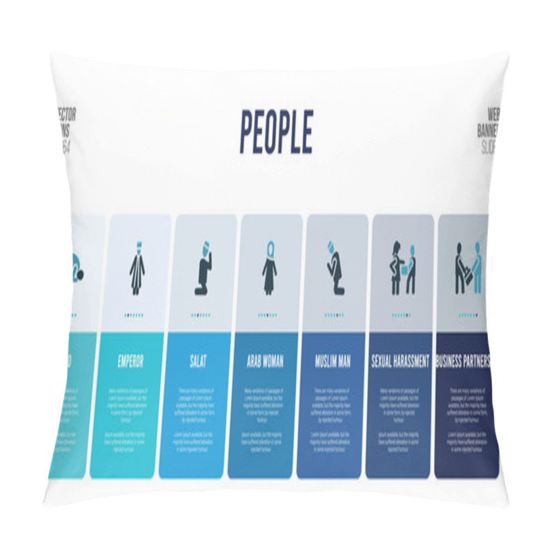 Personality  Web Banner Design With People Concept Elements. Pillow Covers