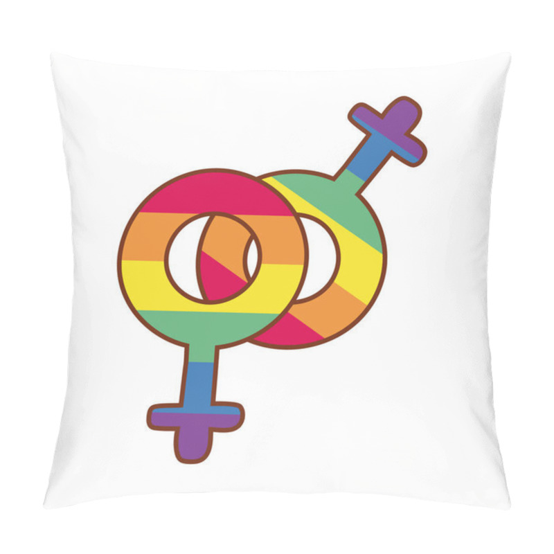 Personality  Female Symbols Lgbtiq Community Gay Flag Line And Fill Style Icon Pillow Covers