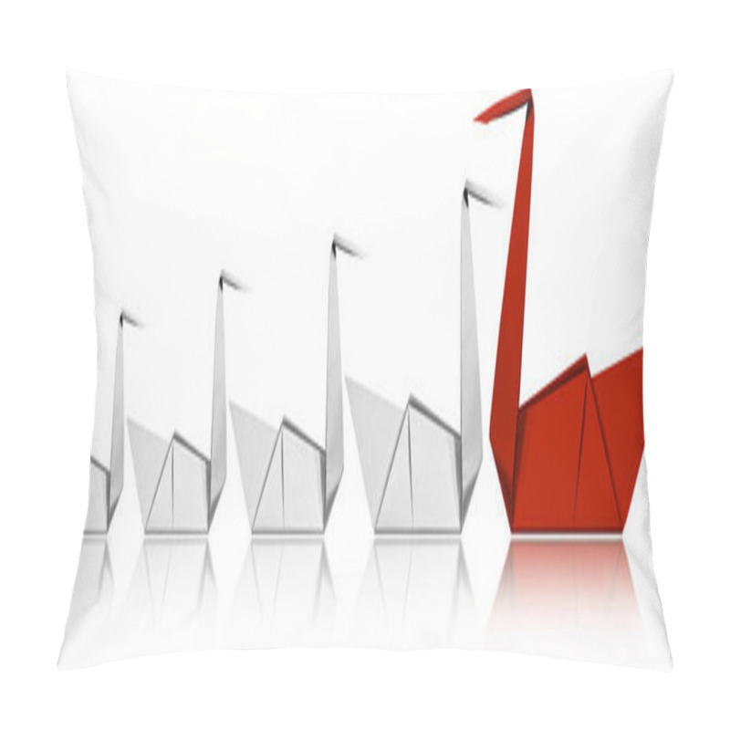 Personality  Leadership Concept - Paper Swans Isolated On White Background Pillow Covers