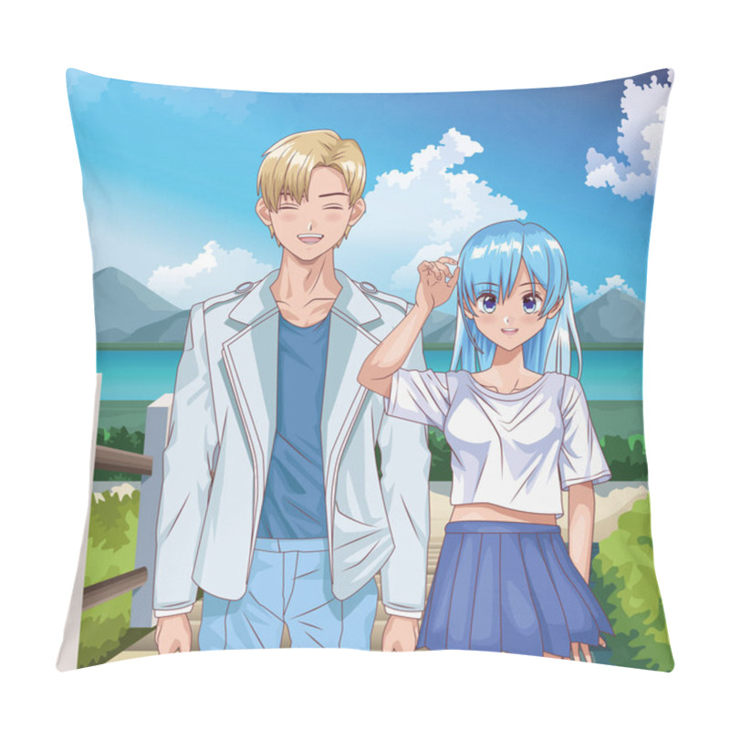 Personality  Young Couple Hentai Style Characters Pillow Covers