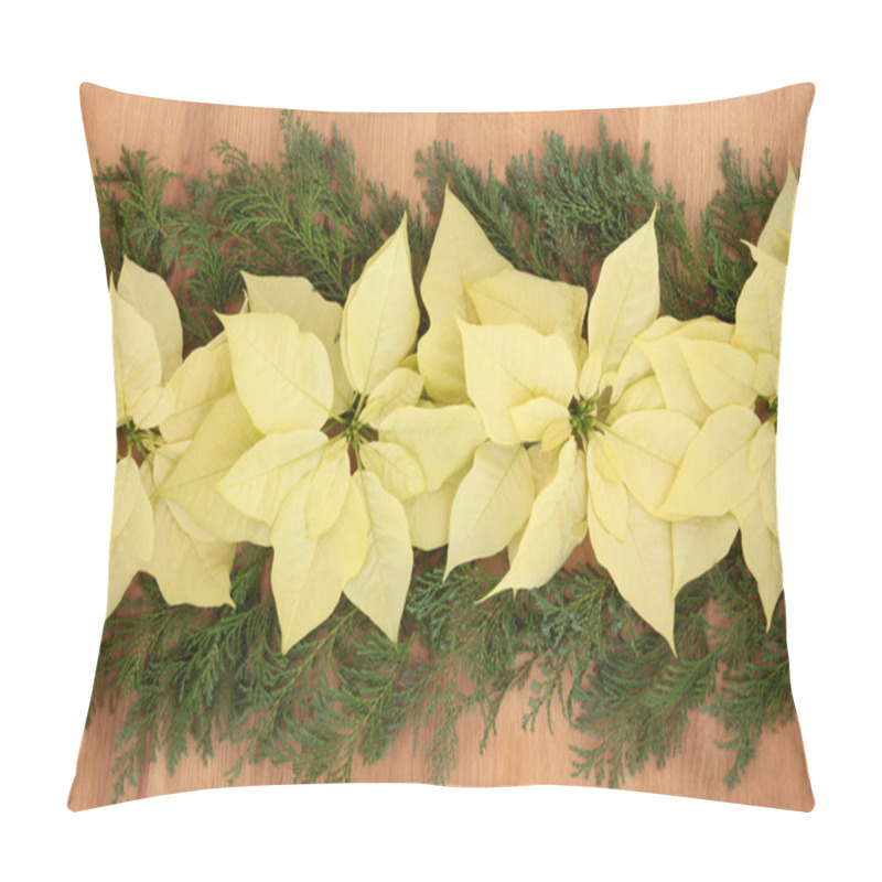 Personality  Poinsettia Flowers On Oak Pillow Covers