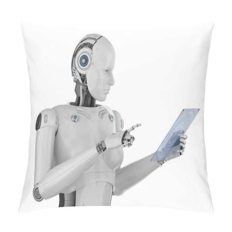 Personality  Female Cyborg With Glass Tablet Pillow Covers