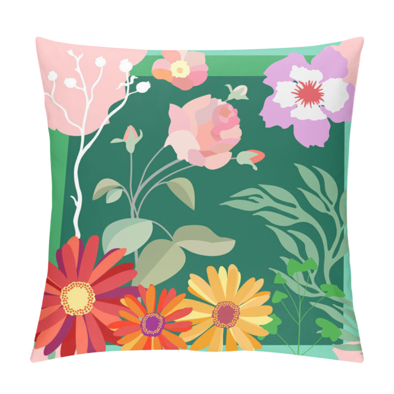 Personality  Autumn Blooming Garden. Roses And Gerbera. Pillow Covers