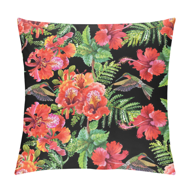 Personality  Pattern With Alstroemeria Flowers And Hummingbirds Pillow Covers