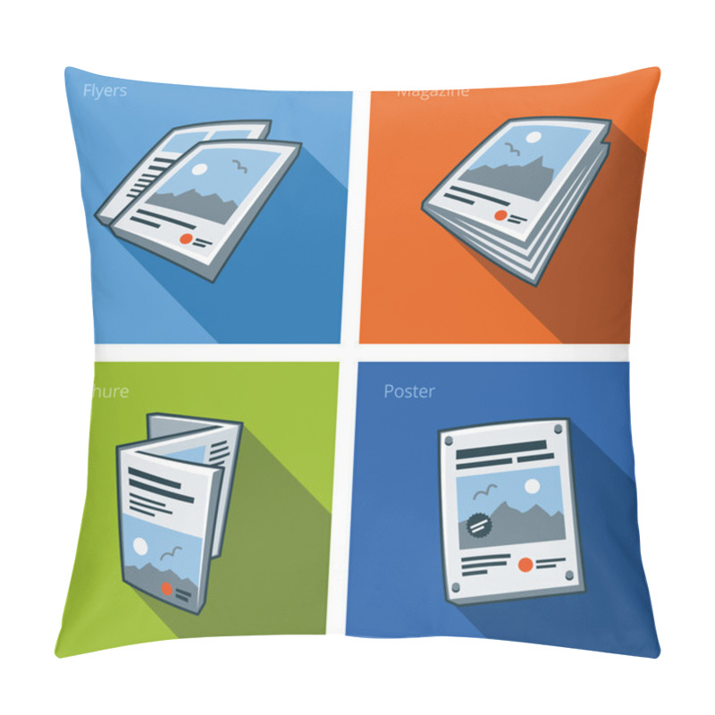 Personality  Printouts Icon Set Of Flyer, Magazine, Brochure And Poster Pillow Covers