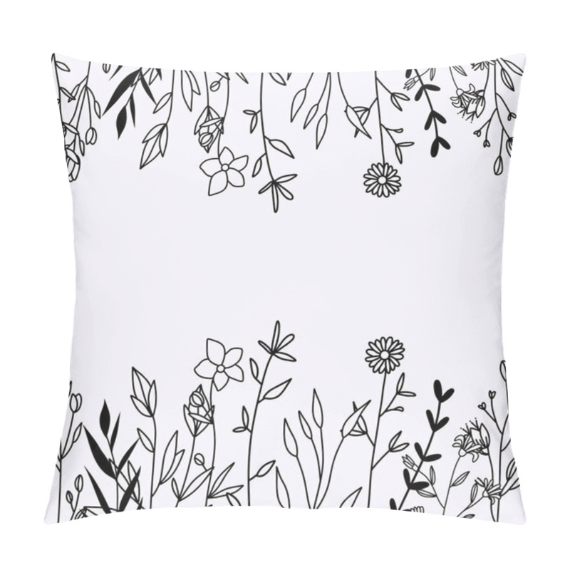 Personality  Floral Vector Card, Invitation And Greeting Card Template In Minimal Style, Hand Drawn Line Art Wildflowers Pillow Covers