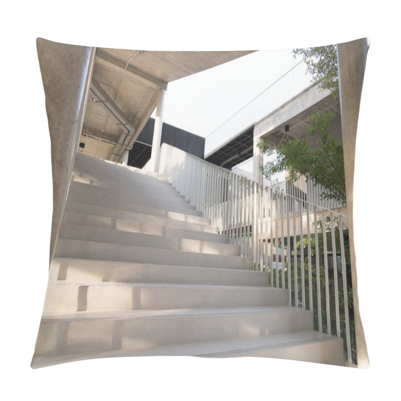 Personality  Light And Shadows Of White Iron Bar Projected Onto The White Sta Pillow Covers