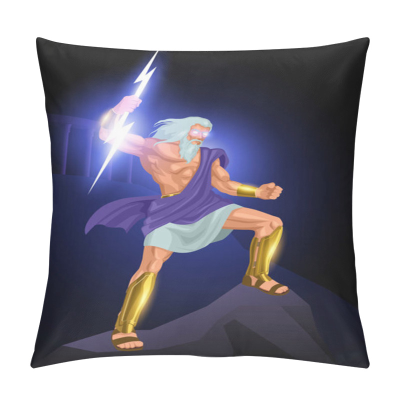 Personality  Greek God And Goddess Vector Illustration Series, Zeus, The Father Of Gods And Men Pillow Covers