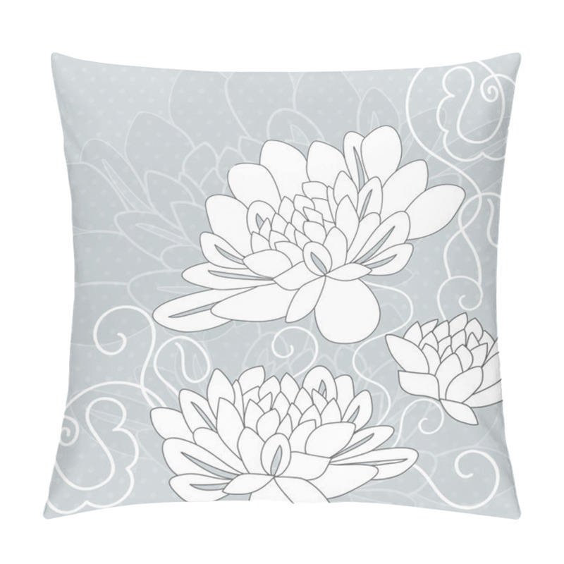 Personality  Ornamental Pattern With Decorative Dahlia Flowers On Grey Background Pillow Covers