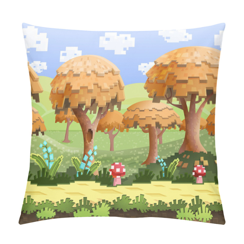 Personality  Pixel Nature Landscape With Trees Pillow Covers