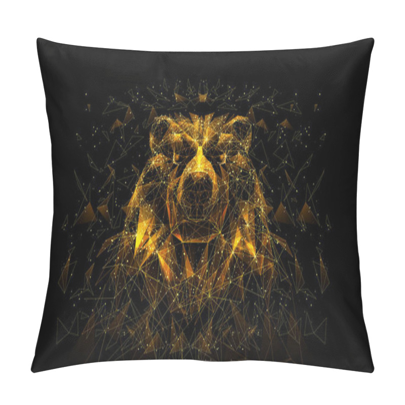 Personality  Head Of A Bear Low Poly Gold Pillow Covers