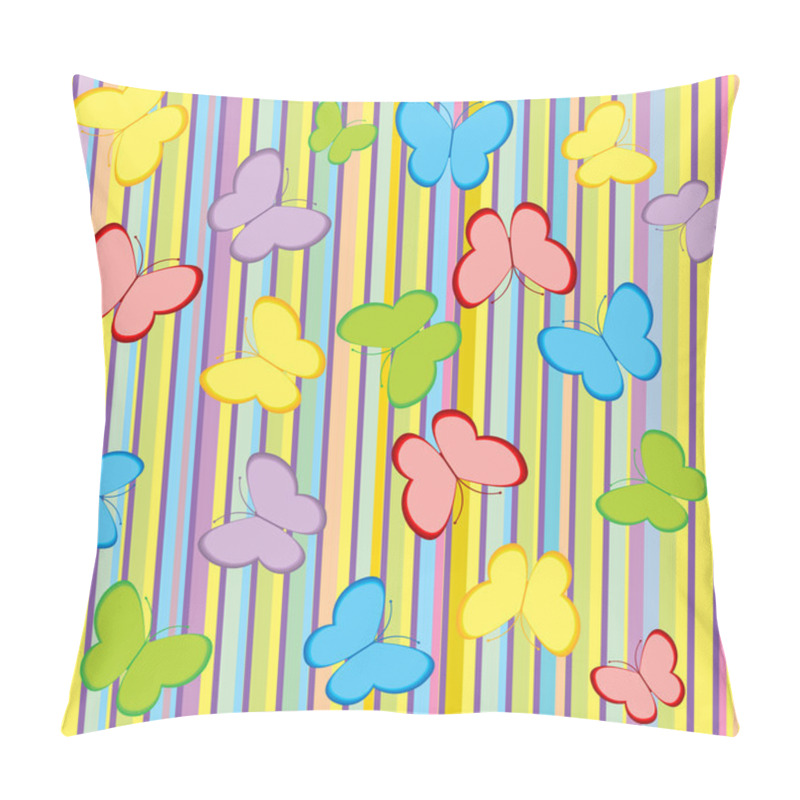 Personality  Stripes And Butterflies Background In Pastel Tones Pillow Covers