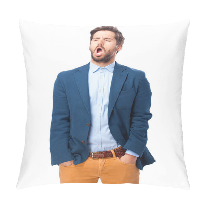 Personality  Tired Businessman Yawning Pillow Covers