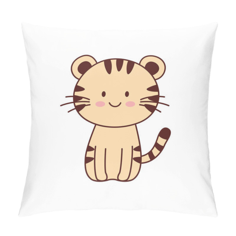 Personality  Cute Tiger Animal Cartoon Character With Happy Expression Pillow Covers