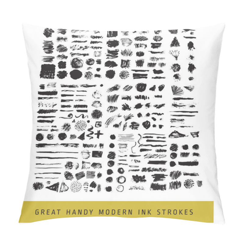 Personality  Set Of Modern Ink Grunge Brush Strokes. Textures, Lines, Splashes, Dots. Pillow Covers