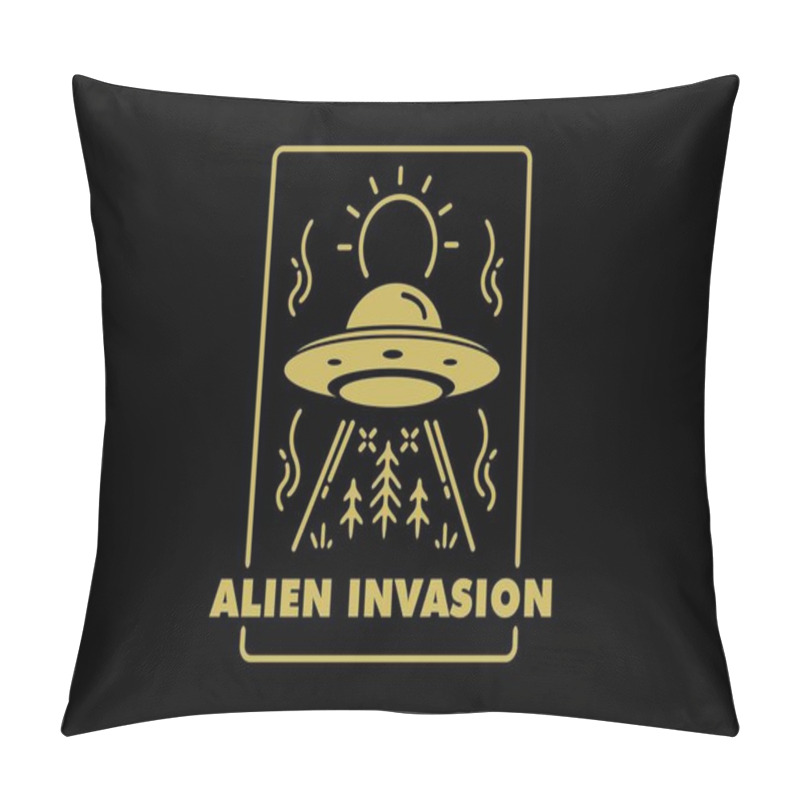 Personality  Alien Invasion Line Art Illustration Design Pillow Covers