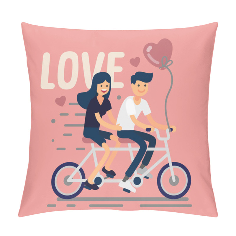 Personality  Two Lovers Riding Tandem Bike Pillow Covers