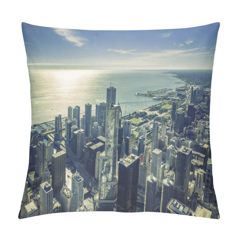 Personality  Sunrise Over Chicago Financial District- Aerial View Pillow Covers