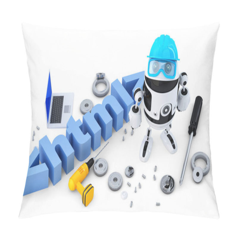 Personality  Robot With HTML Sign Pillow Covers