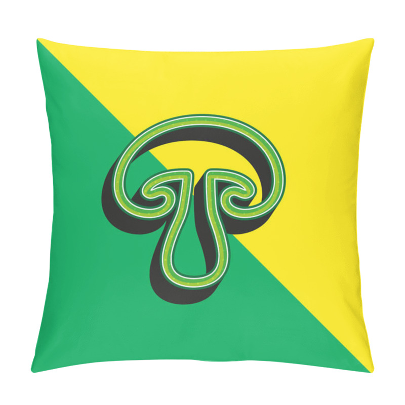 Personality  Big Mushroom Green And Yellow Modern 3d Vector Icon Logo Pillow Covers