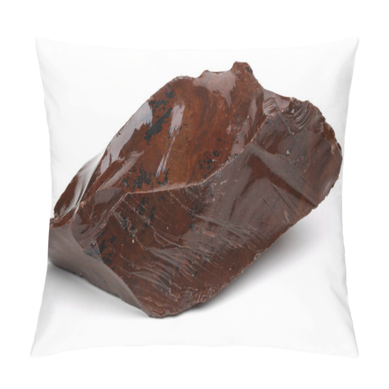 Personality  Brown Obsidian Piece Isolated On White Pillow Covers