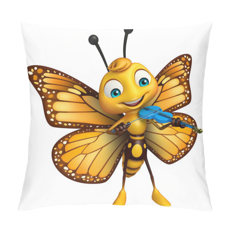 Personality  Cute Butterfly Cartoon Character  With Violin    Pillow Covers