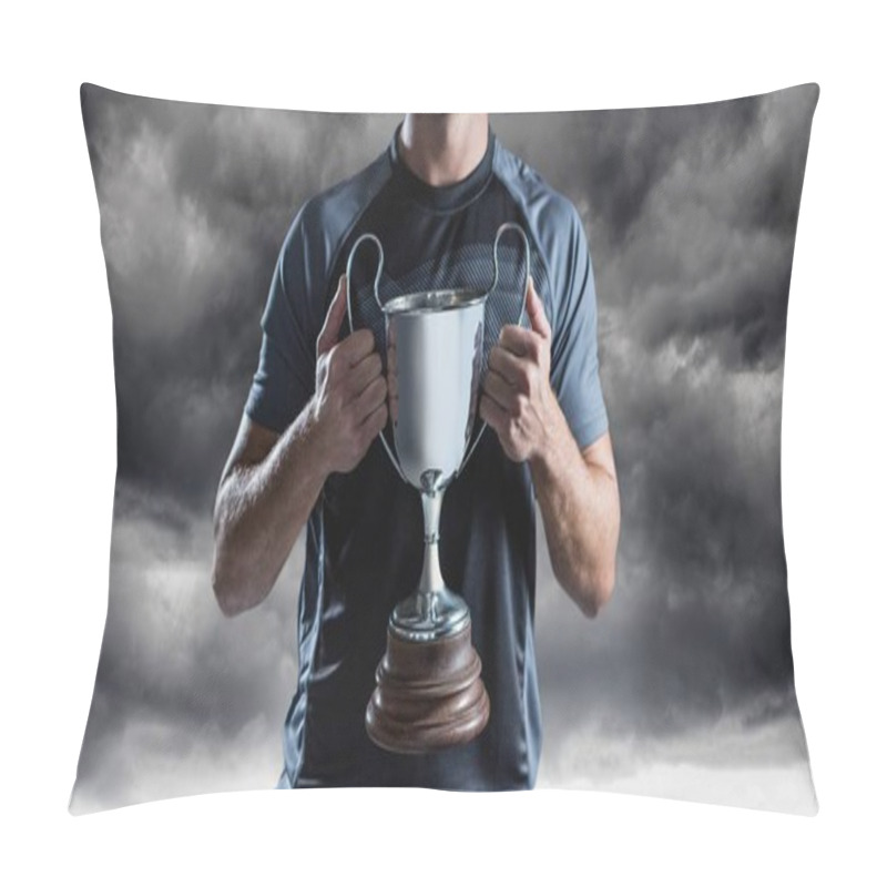 Personality  Man With A Trophy On Hands Pillow Covers