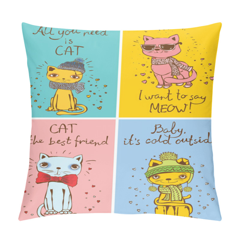 Personality  Set Of Stylish Hipster Cats Pillow Covers