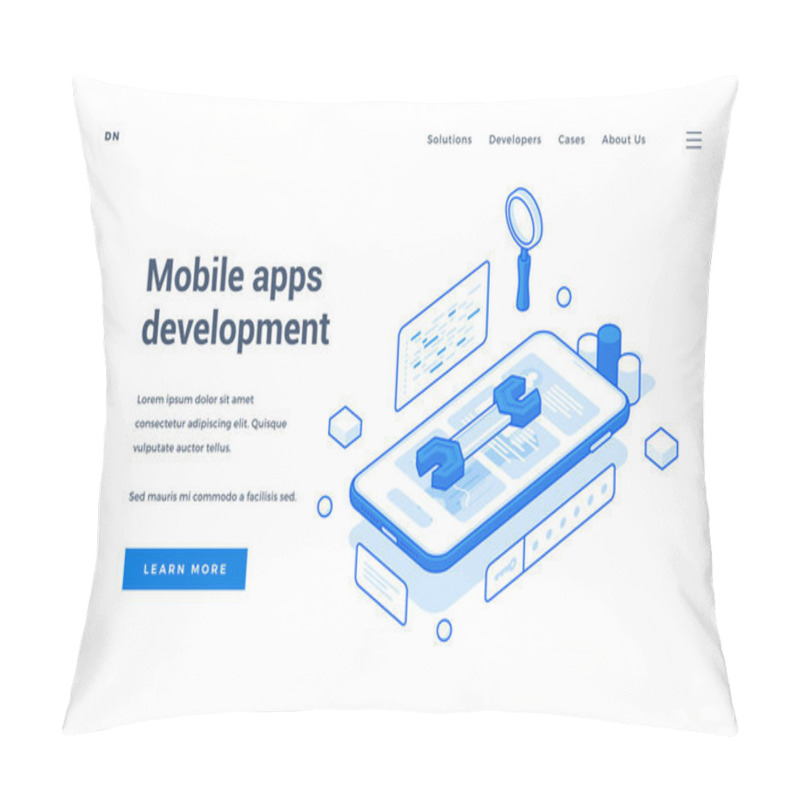 Personality  Web Banner For Mobile Apps Development Service Pillow Covers