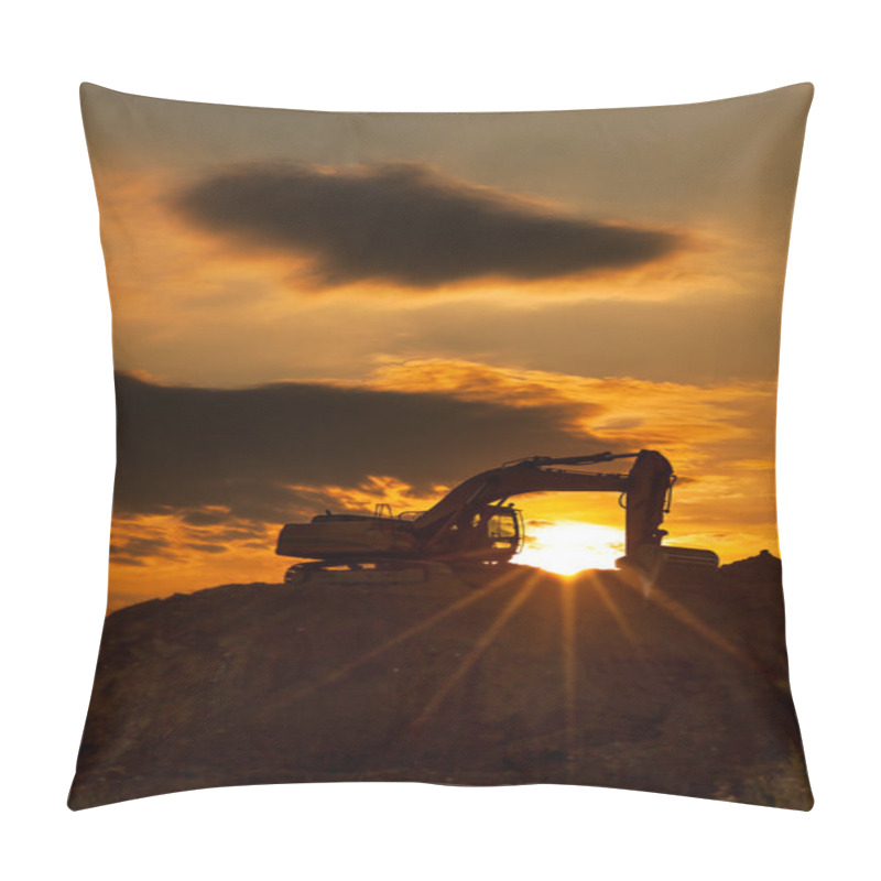 Personality  Excavator With Sunset Pillow Covers