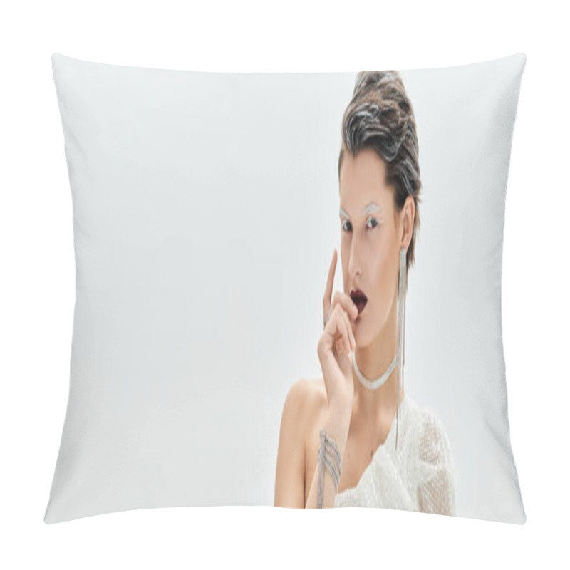 Personality  A Graceful Woman Showcases Her Beauty In Cozy, Sophisticated Winter Attire, Exuding Elegance. Pillow Covers