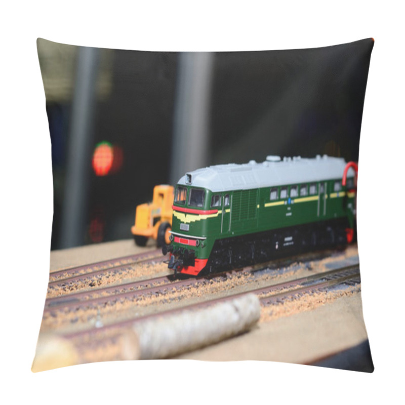 Personality  Train Model On The Railway Pillow Covers