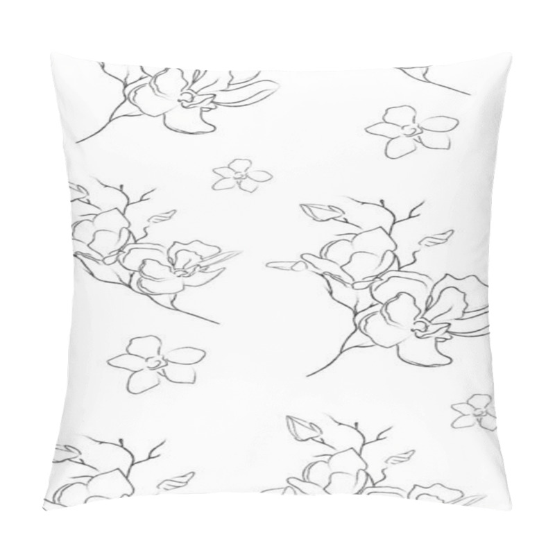 Personality  Line Drawing Vector Floral Seamless Pattern Pillow Covers