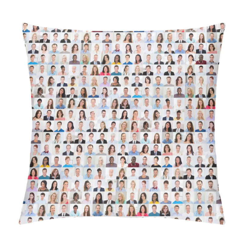 Personality  Collage Of Diverse Multi-ethnic And Mixed Age Smiling People Pillow Covers