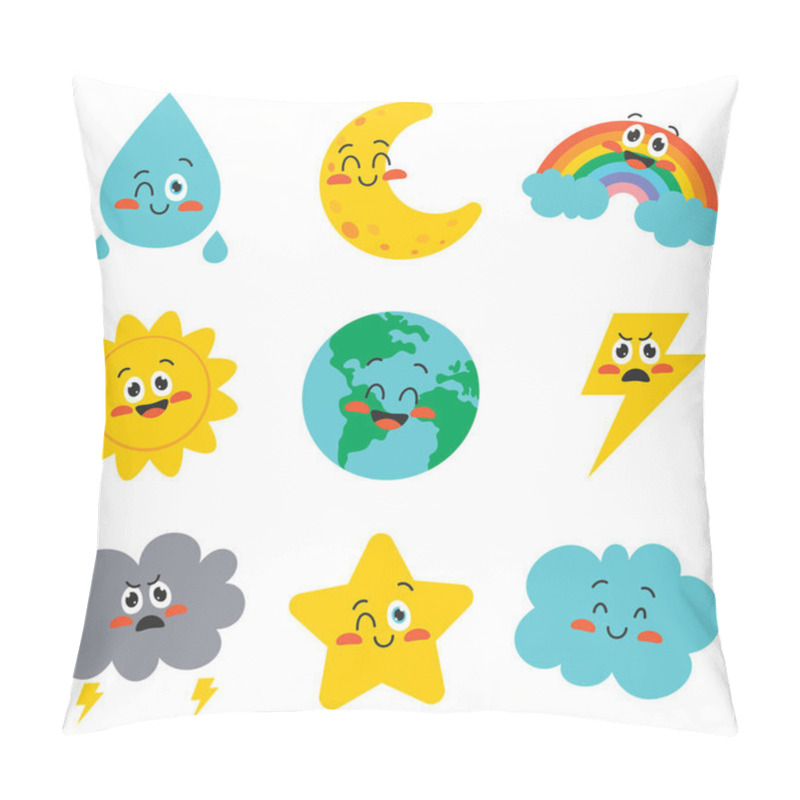 Personality  Cute Cartoon Weather Characters Posing Pillow Covers