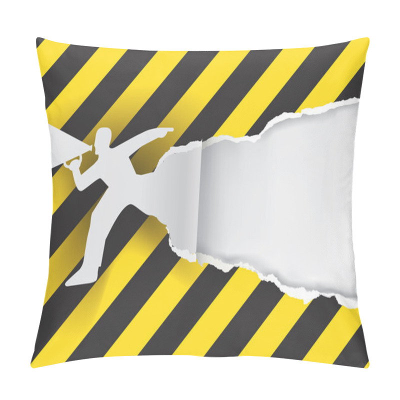 Personality  Promotion Man With Construction Sign. Pillow Covers