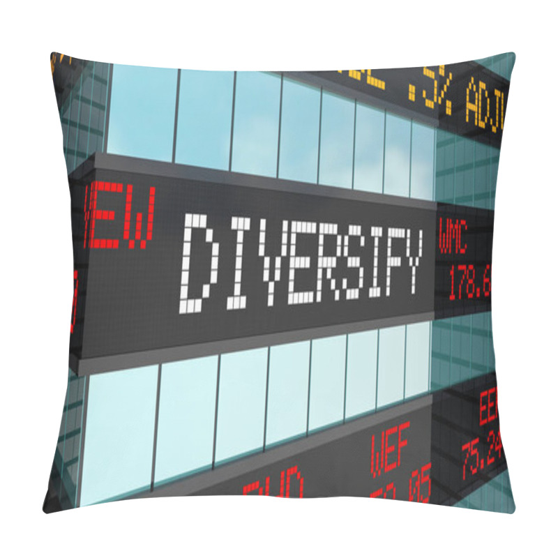 Personality  Diversify Your Equities Investment Safe Strategy Stock Market Ticker 3d Illustration Pillow Covers