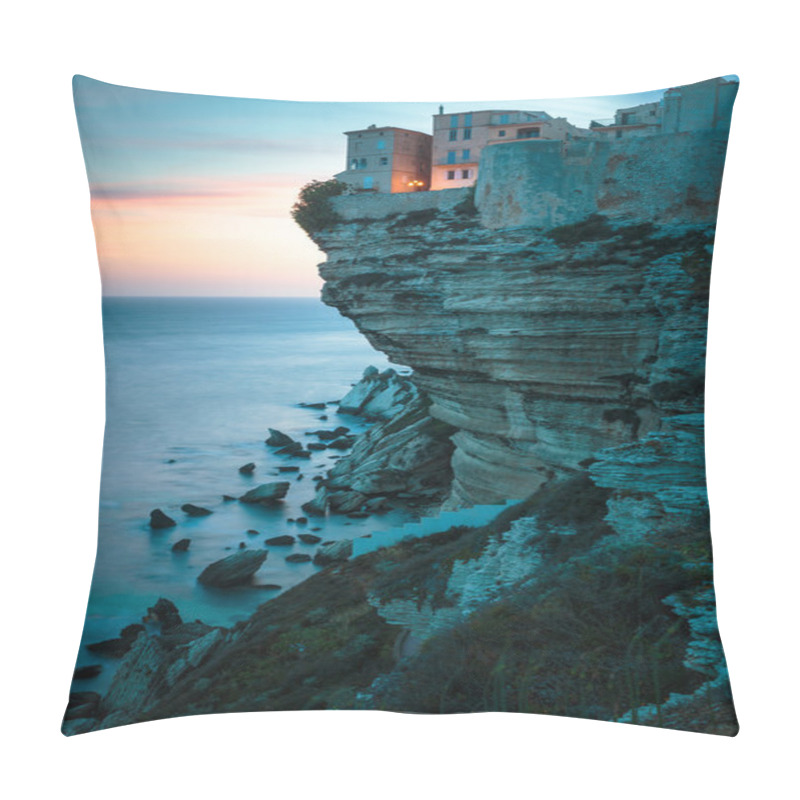 Personality  Sunset over the Old Town of Bonifacio, the limestone cliff pillow covers